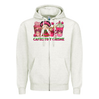 Oatmeal Heather cafecito y chisme with coffee cups Zipper Hoodie - texasbilliewilder