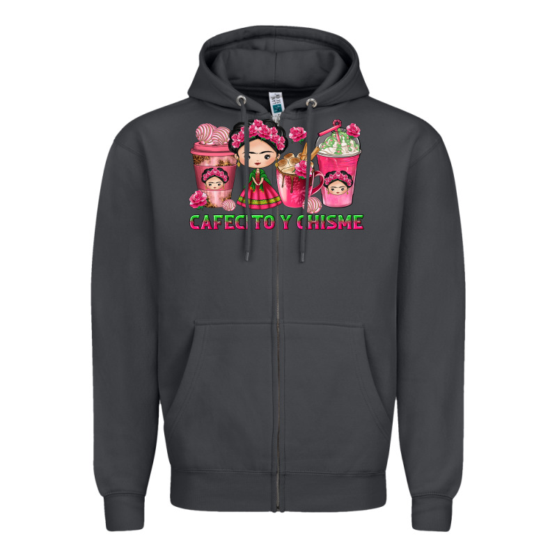 Cafecito Y Chisme With Coffee Cups Zipper Hoodie by texasbilliewilder | Teevron