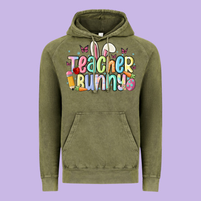 Teacher Bunny Vintage Hoodie Designed By Maliassmallbusiness