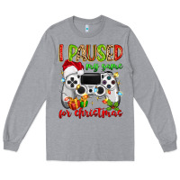 Heather Grey i paused my game for christmas Long Sleeve Tee - MaliasSmallBusiness