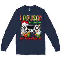 Navy i paused my game for christmas Long Sleeve Tee - MaliasSmallBusiness