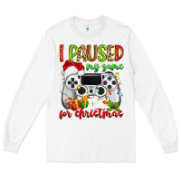 White i paused my game for christmas Long Sleeve Tee - MaliasSmallBusiness