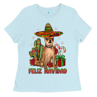 Baby Blue Chihuahua feliz navidad Ladies Tee - JahusDesignShop