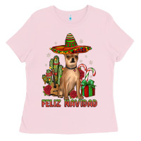 Bubblegum Pink Chihuahua feliz navidad Ladies Tee - JahusDesignShop