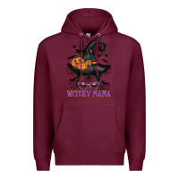Burgundy witchy mama messy bun Premium Hoodie - CowGirlArtShop