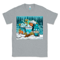 Heather Grey winter coffee cups with gnome Classic Tee - NancyCooperArtShop