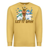 Antique Gold let it snow reindeer snowman Premium Sweatshirt - CowGirlArtShop