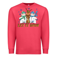 Cardinal let it snow reindeer snowman Premium Sweatshirt - CowGirlArtShop