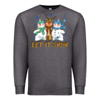 Charcoal Heather let it snow reindeer snowman Premium Sweatshirt - CowGirlArtShop