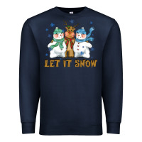 Navy let it snow reindeer snowman Premium Sweatshirt - CowGirlArtShop