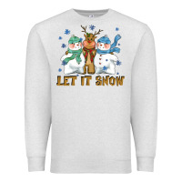 Oatmeal Heather let it snow reindeer snowman Premium Sweatshirt - CowGirlArtShop