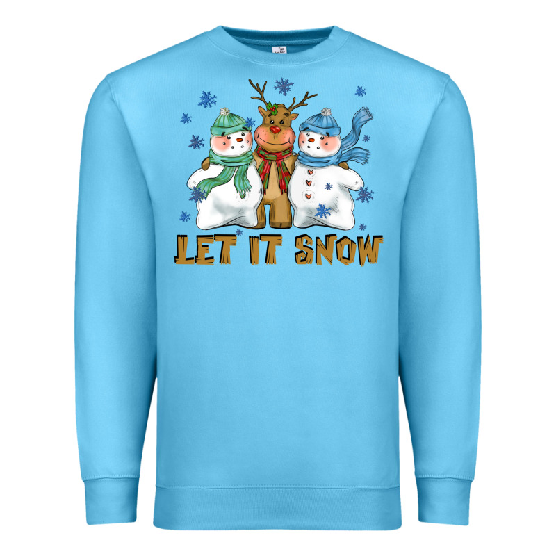 Let It Snow Reindeer Snowman Premium Sweatshirt by CowGirlArtShop | Teevron