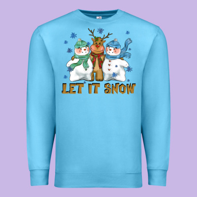 Let It Snow Reindeer Snowman Premium Sweatshirt Designed By Cowgirlartshop