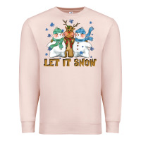 Pale Pink let it snow reindeer snowman Premium Sweatshirt - CowGirlArtShop