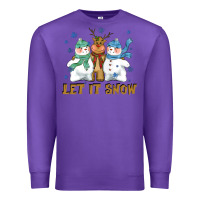 Purple let it snow reindeer snowman Premium Sweatshirt - CowGirlArtShop