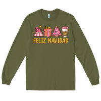 Army Green feliz navidad Long Sleeve Tee - MaliasSmallBusiness