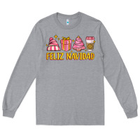 Heather Grey feliz navidad Long Sleeve Tee - MaliasSmallBusiness