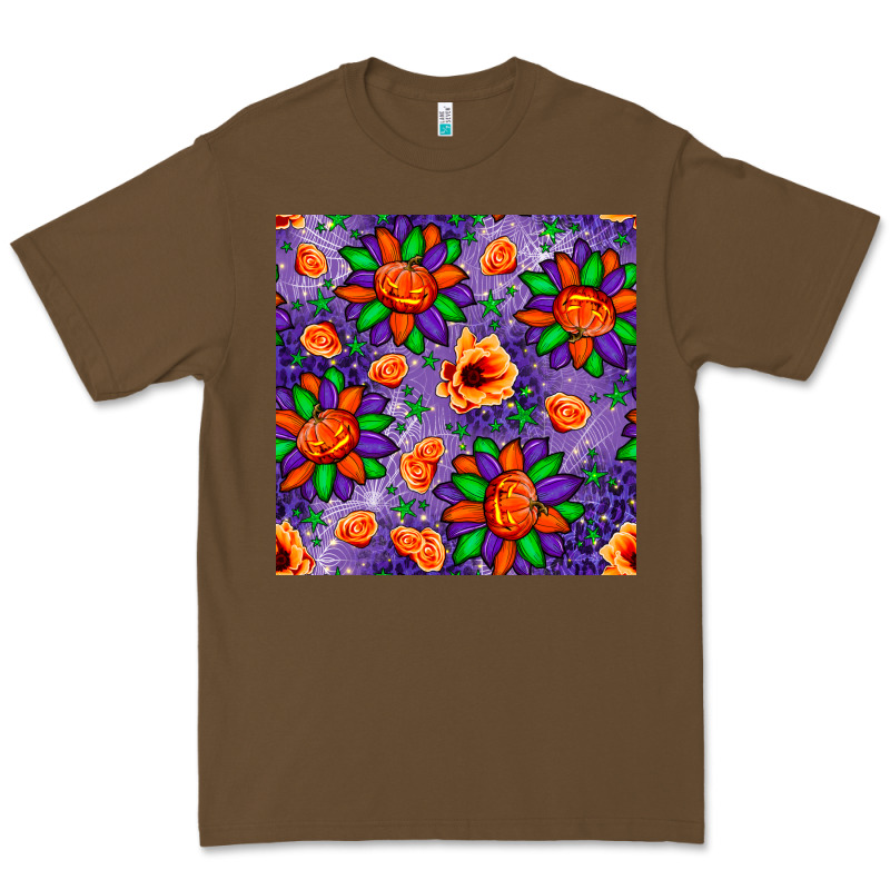 Pumpkin Flower Halloween Seamless Pattern Premium Tee by BundleAndBundleShop | Teevron