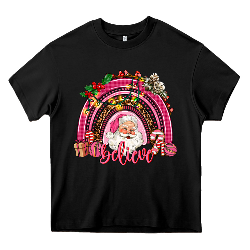 Pink Christmas Believe  Rainbow Heavy Core Tee by AdoDesignShop | Teevron