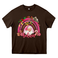 Chocolate Brown pink christmas believe  rainbow Heavy Core Tee - AdoDesignShop