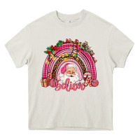 Cream pink christmas believe  rainbow Heavy Core Tee - AdoDesignShop