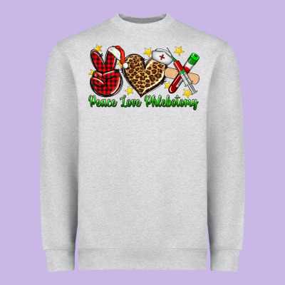 Peace Love Phlebotomy Christmas Heavyweight Sweatshirt Designed By Nancycooperartshop