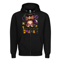 Black mardi gras mama messy bun Zipper Hoodie - texasbilliewilder