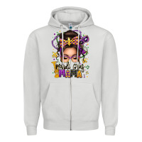 Dove Grey mardi gras mama messy bun Zipper Hoodie - texasbilliewilder