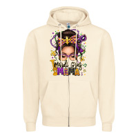Sandshell mardi gras mama messy bun Zipper Hoodie - texasbilliewilder