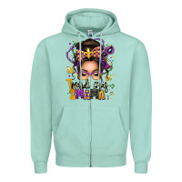 Seafoam mardi gras mama messy bun Zipper Hoodie - texasbilliewilder