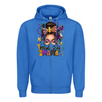 True Royal mardi gras mama messy bun Zipper Hoodie - texasbilliewilder