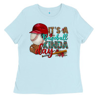 Baby Blue it's a baseball kinda day Ladies Tee - BundleAndBundleShop