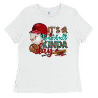 White it's a baseball kinda day Ladies Tee - BundleAndBundleShop