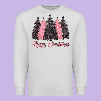 Pink Merry Christmas Premium Sweatshirt Designed By Cowgirlartshop