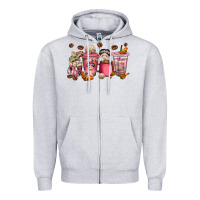 Heather Grey cafecito y chisme coffee cups Zipper Hoodie - texasbilliewilder