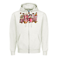 Oatmeal Heather cafecito y chisme coffee cups Zipper Hoodie - texasbilliewilder