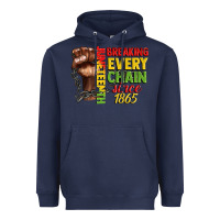 Navy juneteenth breaking every chain since 1865 Heavyweight Hoodie - CowGirlArtShop