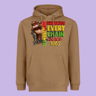 Juneteenth Breaking Every Chain Since 1865 Heavyweight Hoodie Designed By Cowgirlartshop