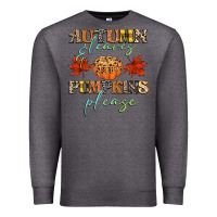 Charcoal Heather autumn leaves and pumpkins please Premium Sweatshirt - CowGirlArtShop