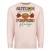 Pale Pink autumn leaves and pumpkins please Premium Sweatshirt - CowGirlArtShop