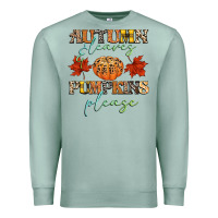 Seafoam autumn leaves and pumpkins please Premium Sweatshirt - CowGirlArtShop