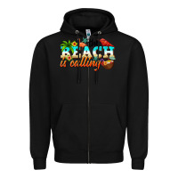 Black the beach is calling Zipper Hoodie - NancyCooperArtShop