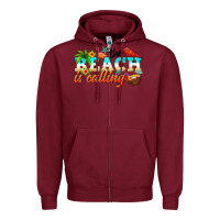Burgundy the beach is calling Zipper Hoodie - NancyCooperArtShop