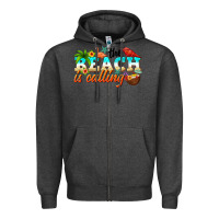 Charcoal Heather the beach is calling Zipper Hoodie - NancyCooperArtShop
