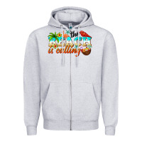 Heather Grey the beach is calling Zipper Hoodie - NancyCooperArtShop