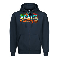 Navy the beach is calling Zipper Hoodie - NancyCooperArtShop