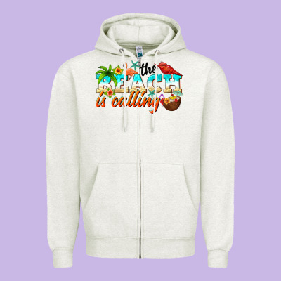 The Beach Is Calling Zipper Hoodie Designed By Nancycooperartshop