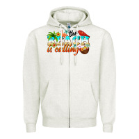 Oatmeal Heather the beach is calling Zipper Hoodie - NancyCooperArtShop