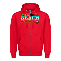 Red the beach is calling Zipper Hoodie - NancyCooperArtShop