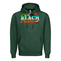 Sports Green the beach is calling Zipper Hoodie - NancyCooperArtShop